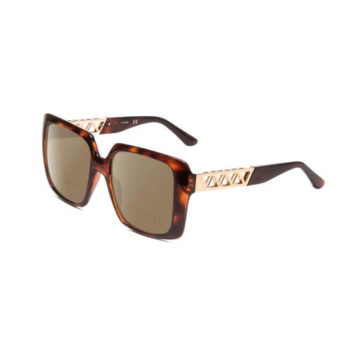 Guess GU7689 Ladies Polarized Bifocal Sunglasses Tortoise Havana Brown Gold 55mm Brown