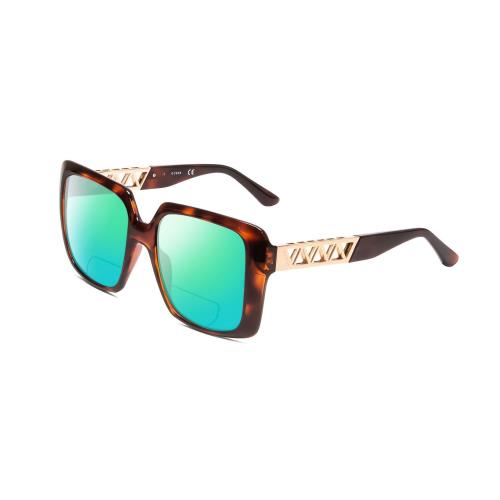Guess GU7689 Ladies Polarized Bifocal Sunglasses Tortoise Havana Brown Gold 55mm Green Mirror