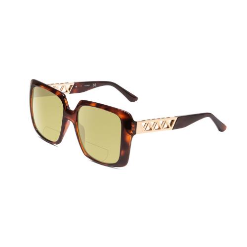 Guess GU7689 Ladies Polarized Bifocal Sunglasses Tortoise Havana Brown Gold 55mm Yellow