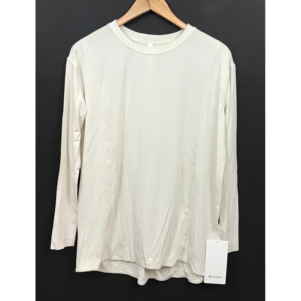 Lululemon Modal Pleated Back Long Sleeve Shirt White Opal Top Size 6