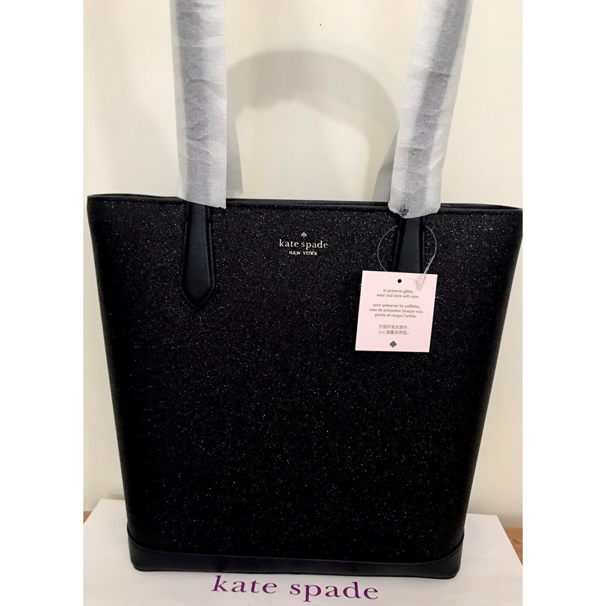 Kate Spade Tinsel Glitter Fabric Shoulder Tote Bag In Black