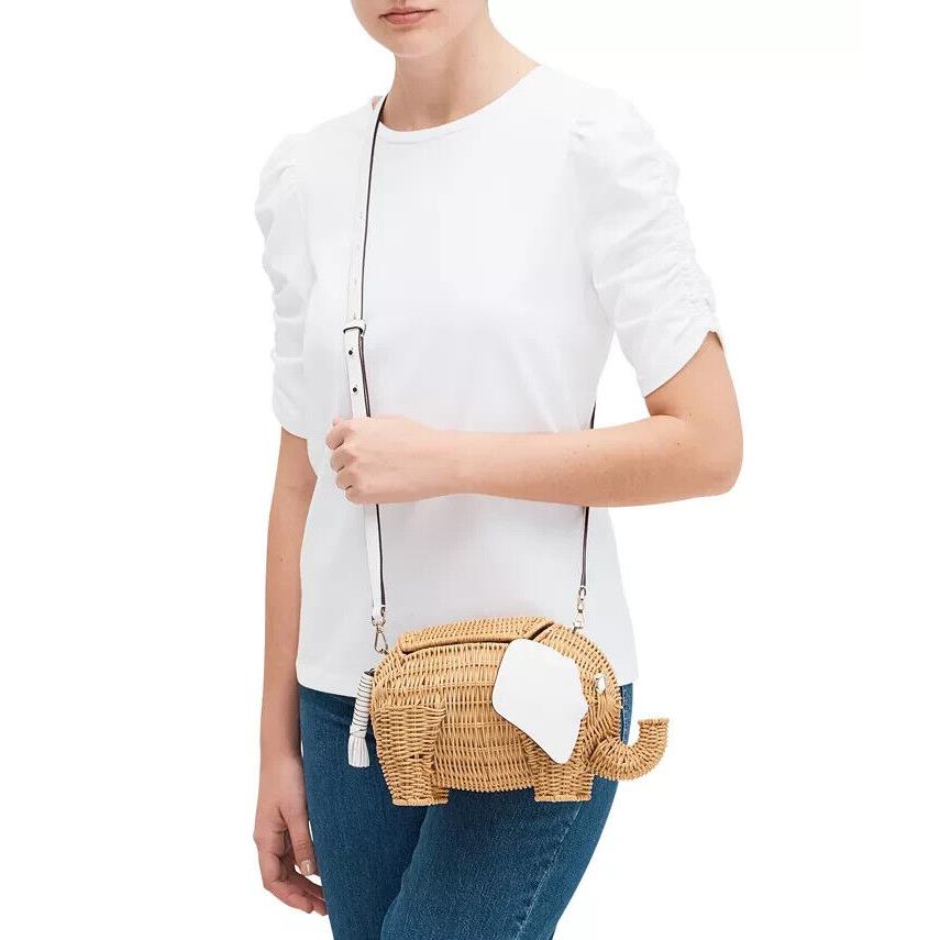 Kate Spade New York B10020 Optic White Wicker Elephant Crossbody Bag   | 767883642436 - Kate Spade bag New York - Beige Exterior | Fash  Direct