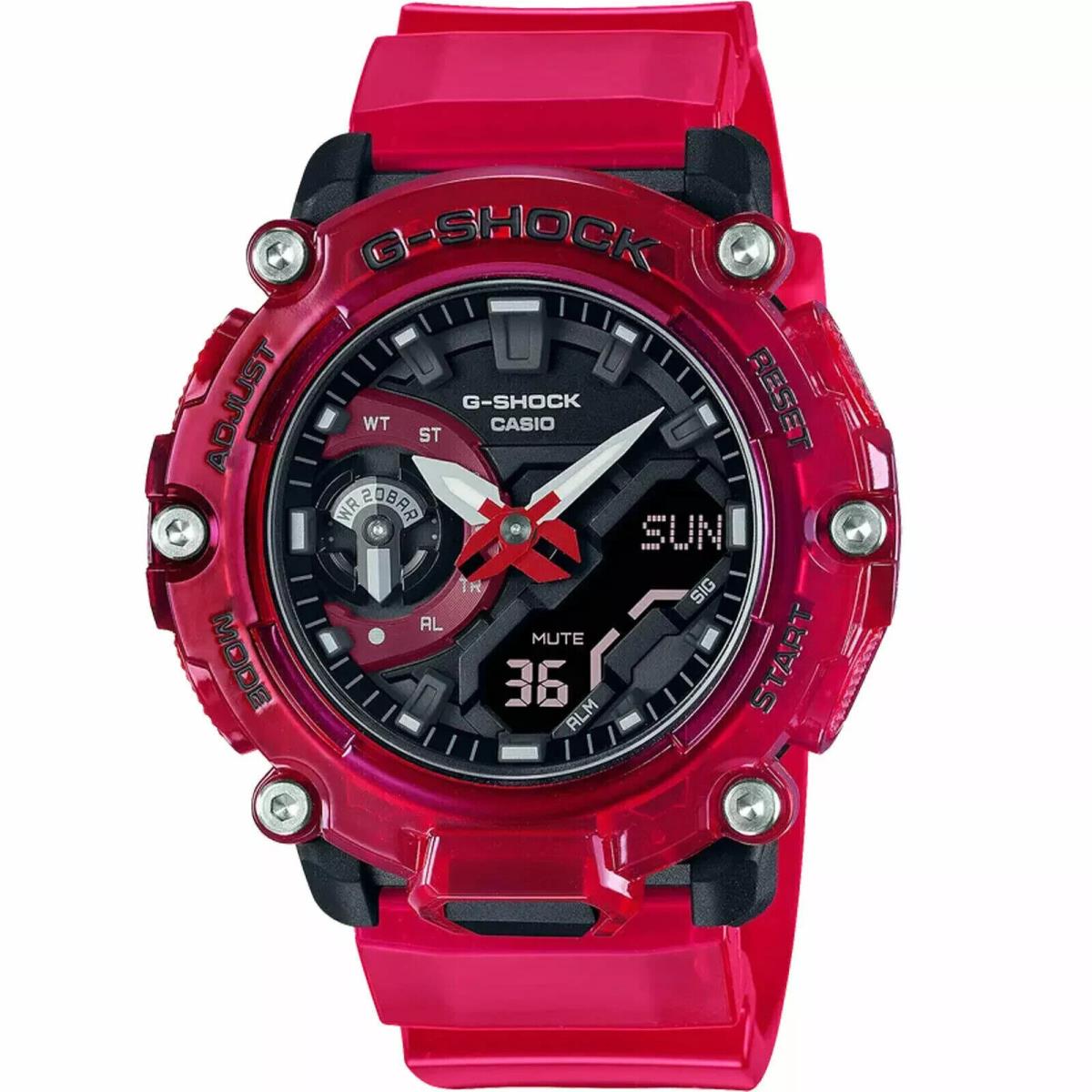 Casio G-shock Analog-digital Shock Resistant Transparent Red Watch GA2200SKL-4A