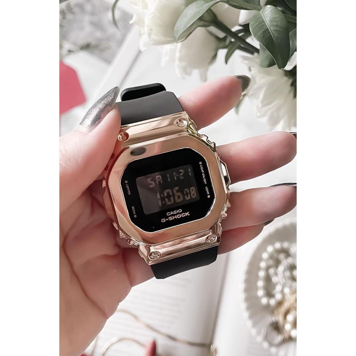 Casio G-shock Rose-tone Steel Black Rubber Strap Women`s Watch GMS5600PG-1