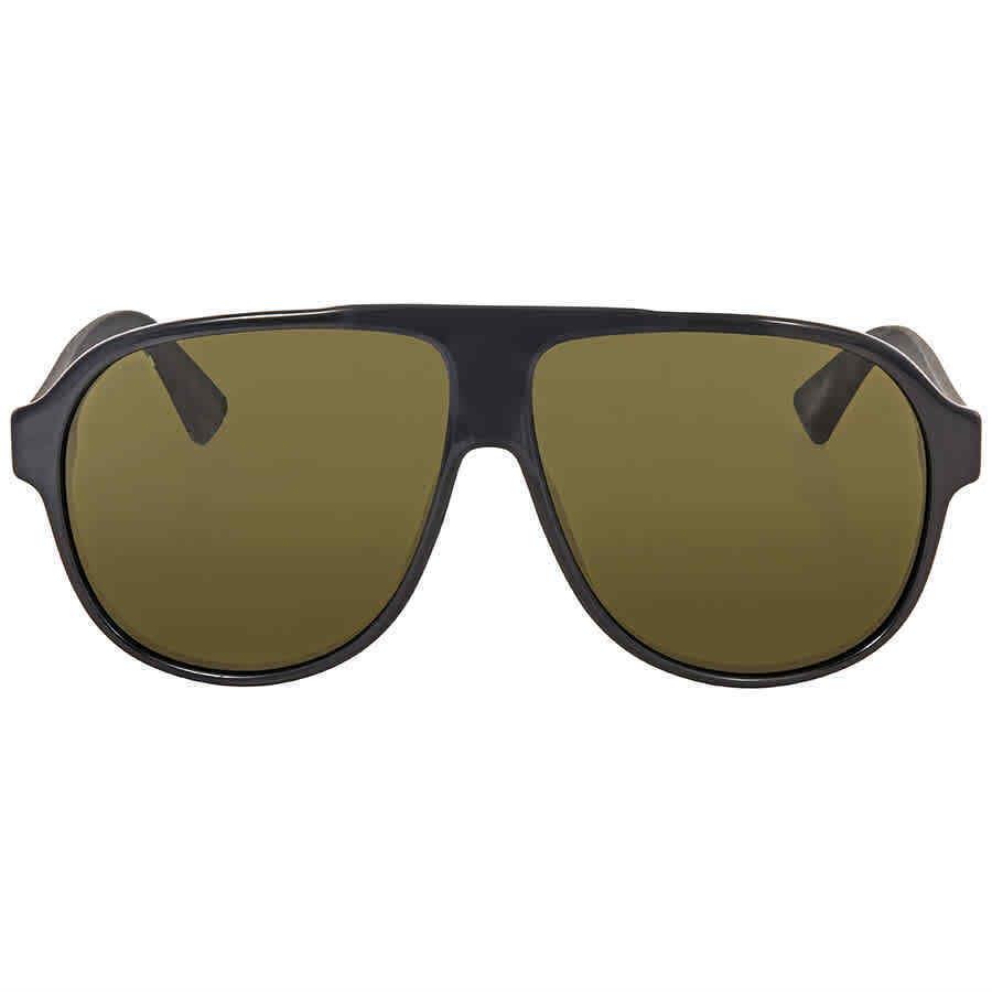 Gucci Green Pilot Men`s Sunglasses GG0009S 001 59 GG0009S 001 59 - Frame: Black, Lens: Green