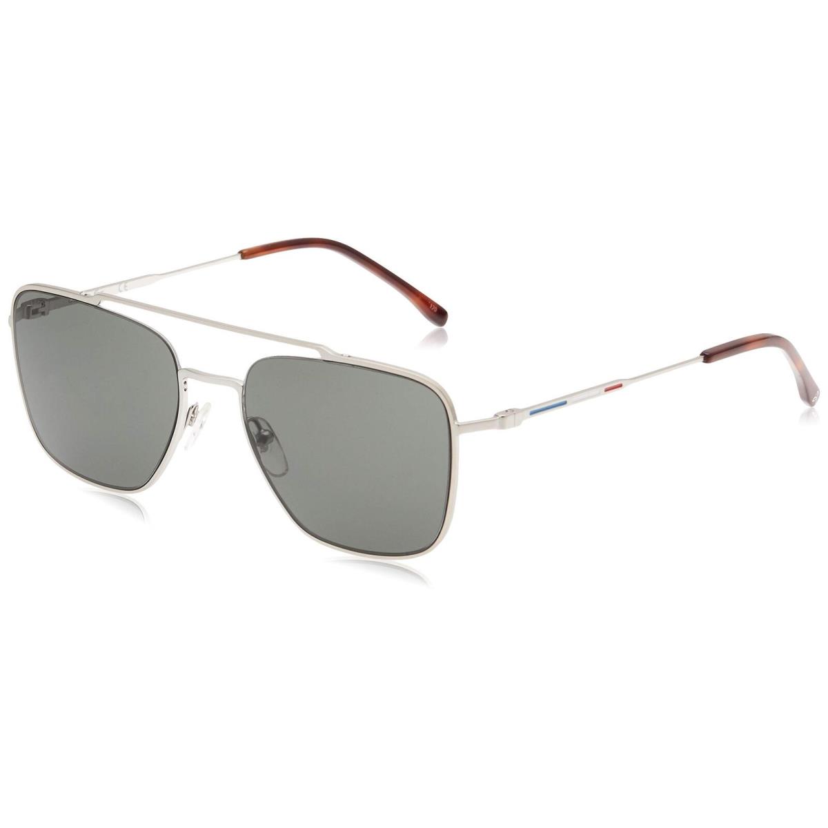 Lacoste L105SND 045 Silver Aviator Sunglasses with Green Lenses