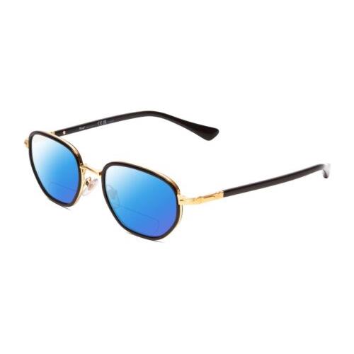 Persol PO2471S Unisex Retro Polarized Bifocal Reading Sunglasses Gold/black 50mm Blue Mirror