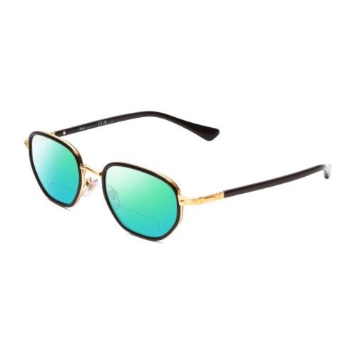 Persol PO2471S Unisex Retro Polarized Bifocal Reading Sunglasses Gold/black 50mm Green Mirror