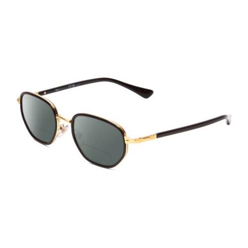 Persol PO2471S Unisex Retro Polarized Bifocal Reading Sunglasses Gold/black 50mm Grey