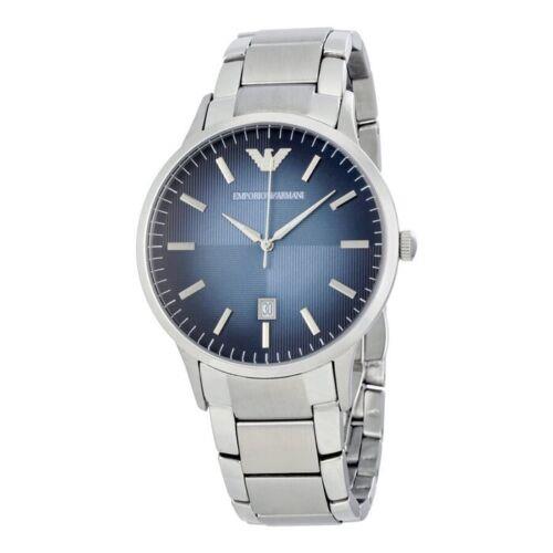 Emporio Armani Renato Blue Dial Stainless Steel Bracelet Watch AR2472 Date 43mm