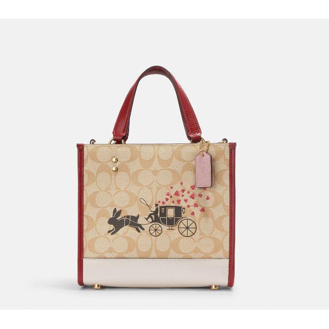 Coach Lunar Year Dempsey Tote 22 In Signature Canvas W Rabbit Carriage