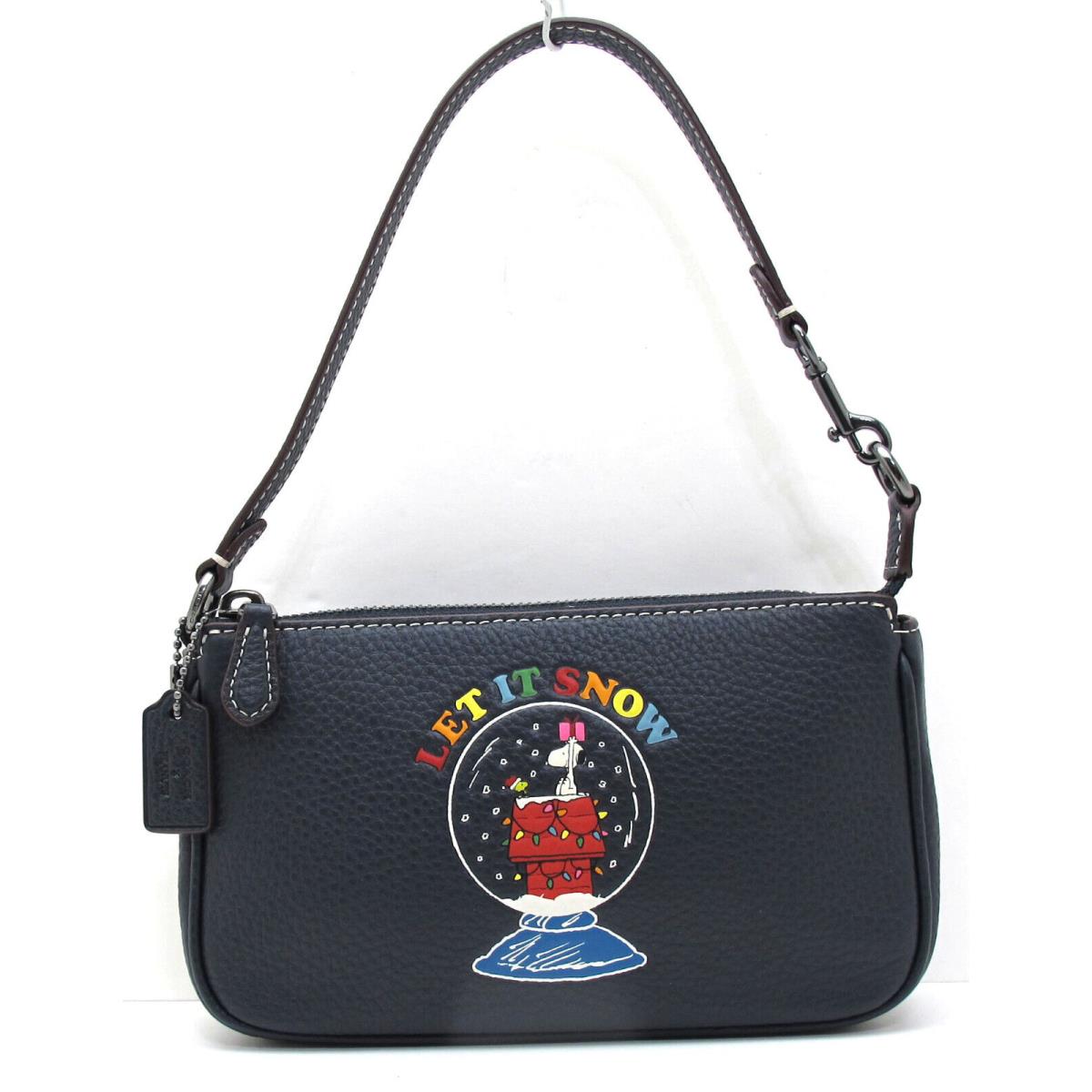 Coach x Snoopy Peanut LE Nolita 19 Leather Top Handle/wristlet Midnight Navy