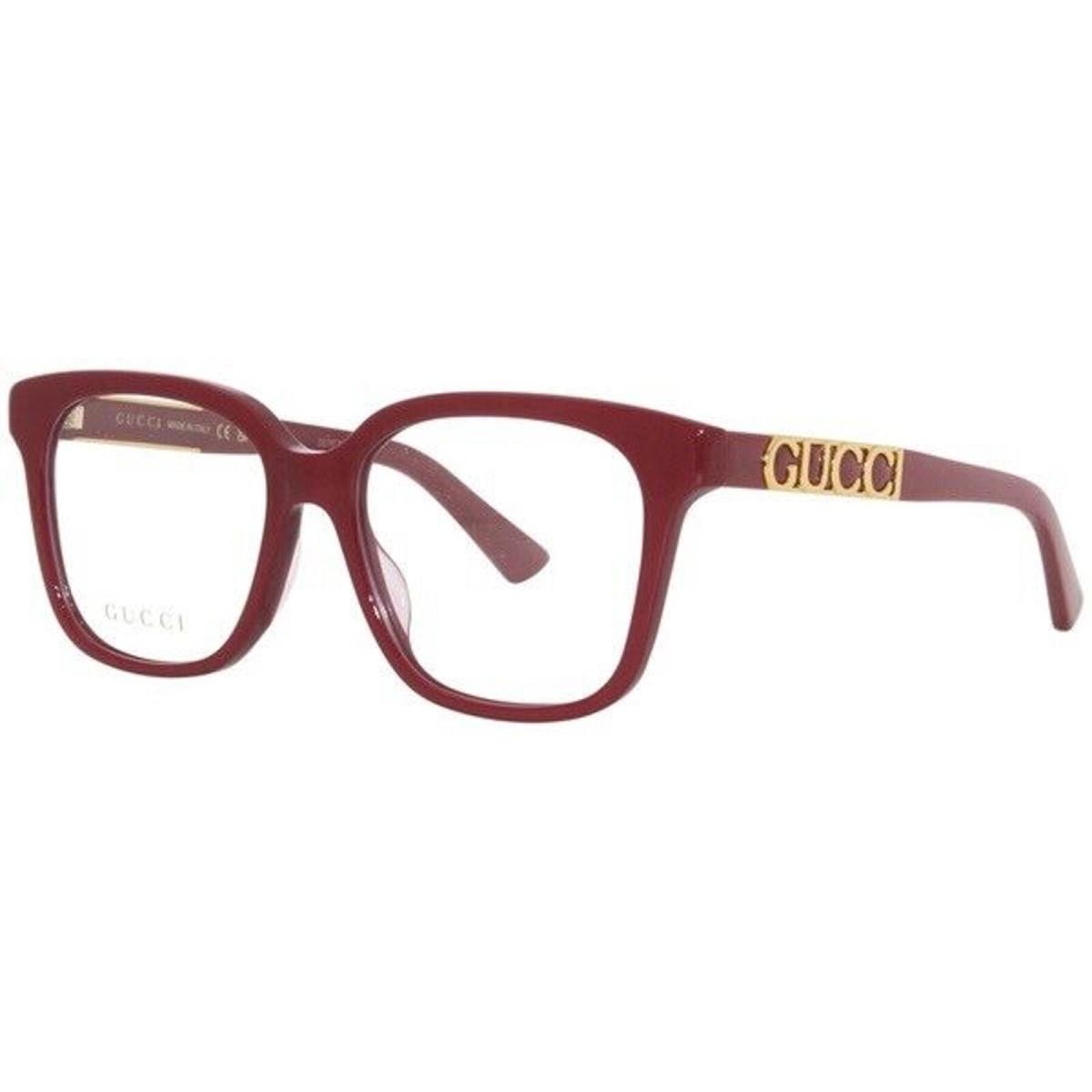 Gucci GG1192O 006 Eyeglasses Frames Red Gold Logo Square Glasses