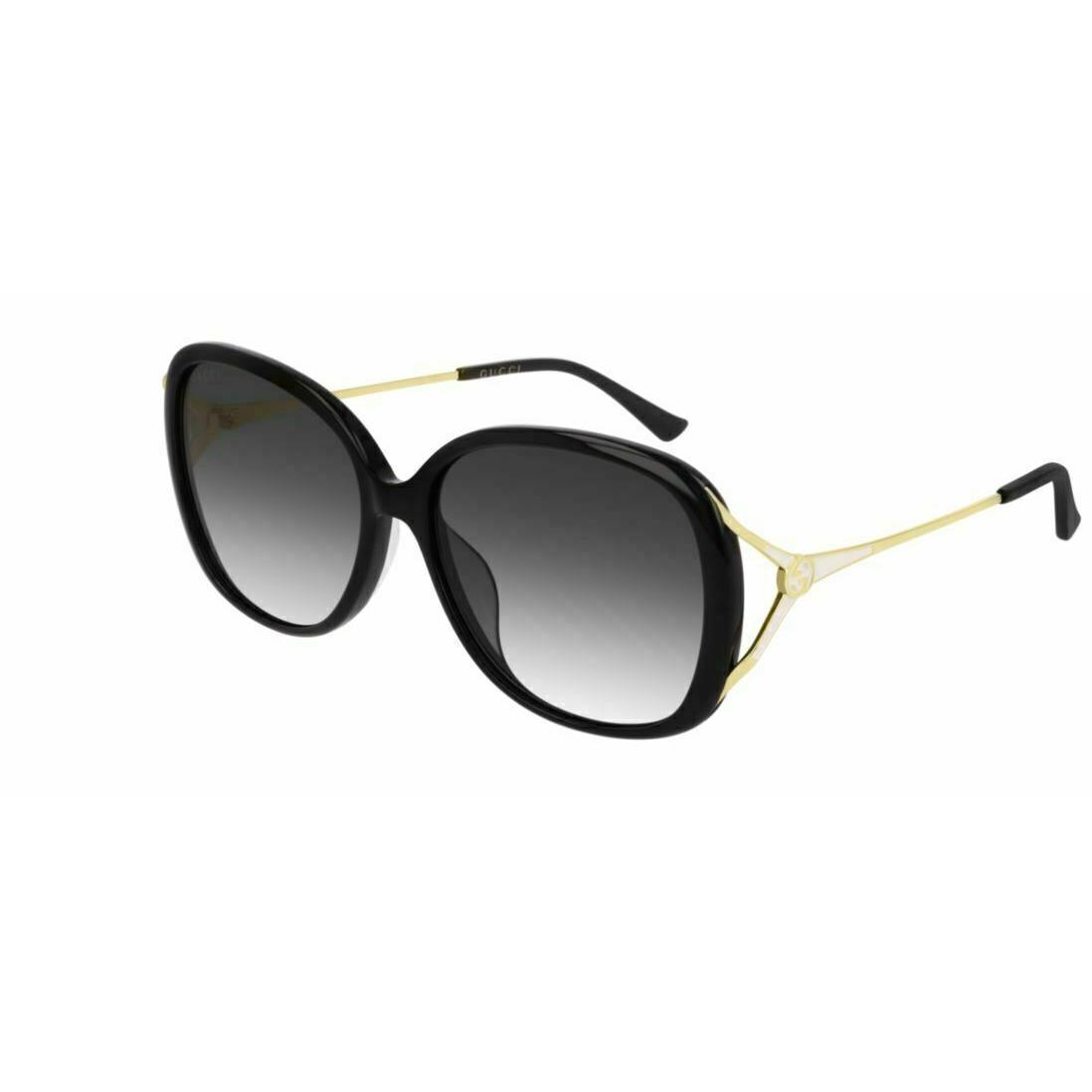 Gucci GG0649SK 001 Round Oval Black Ivory Gold Grey Women`s Sunglasses