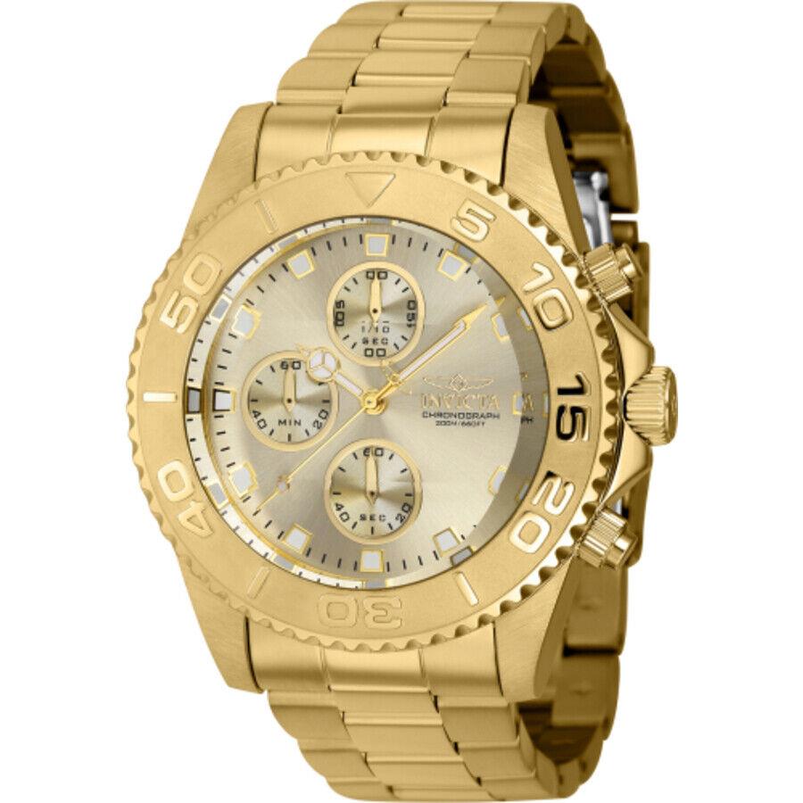 Invicta Pro Diver Chronograph Quartz Gold Dial Men`s Watch 43410