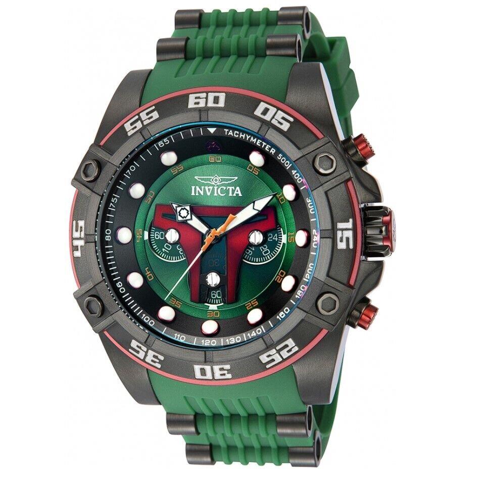 Invicta Star Wars Men`s 52mm Boba Fett Limited Edition Chronograph Watch 40092 - Face: Blue, Dial: Black, Green, Multicolor, Red, White, Band: Green