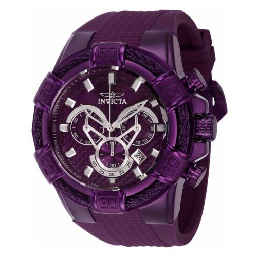 Invicta Men`s Watch Bolt Chronograph Dark Purple and Silver Dial Strap 40663 - Dark Purple, Silver Dial, Dark Purple Band