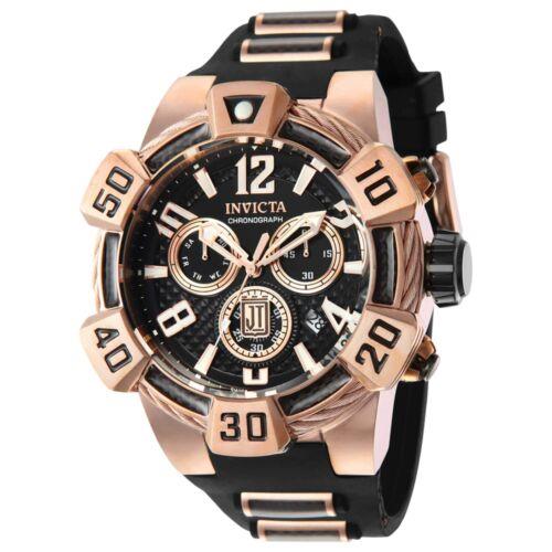 Invicta Men`s Watch Jason Taylor Chronograph Black and Rose Gold Strap 40443