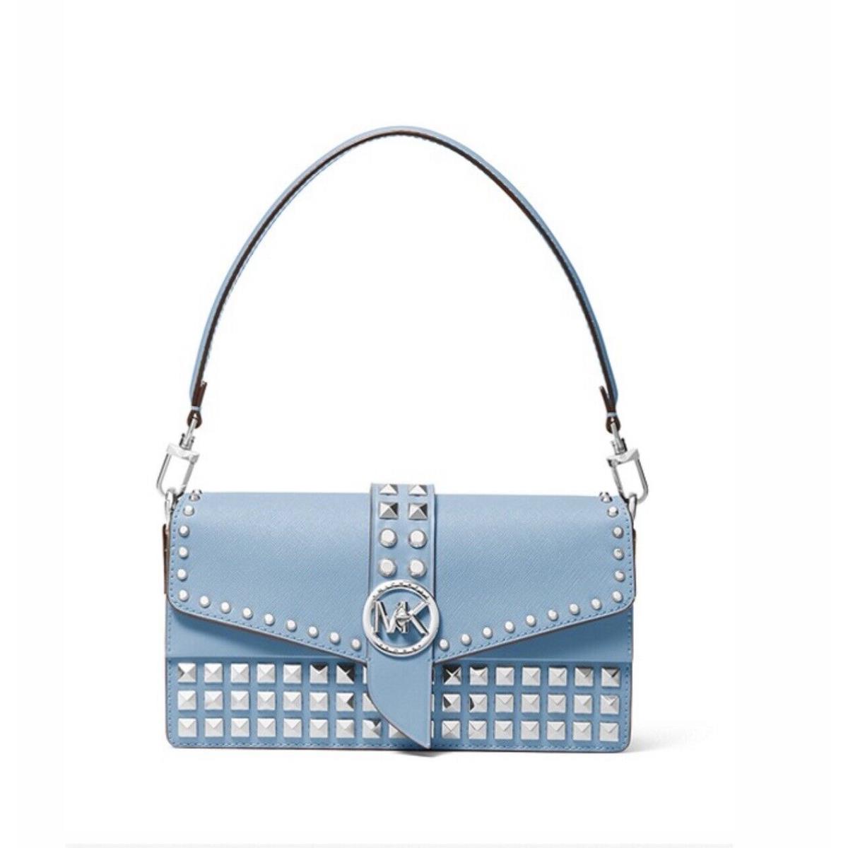 Michael Kors Greenwich Medium Studded Logo Shoulder Bag Chambray