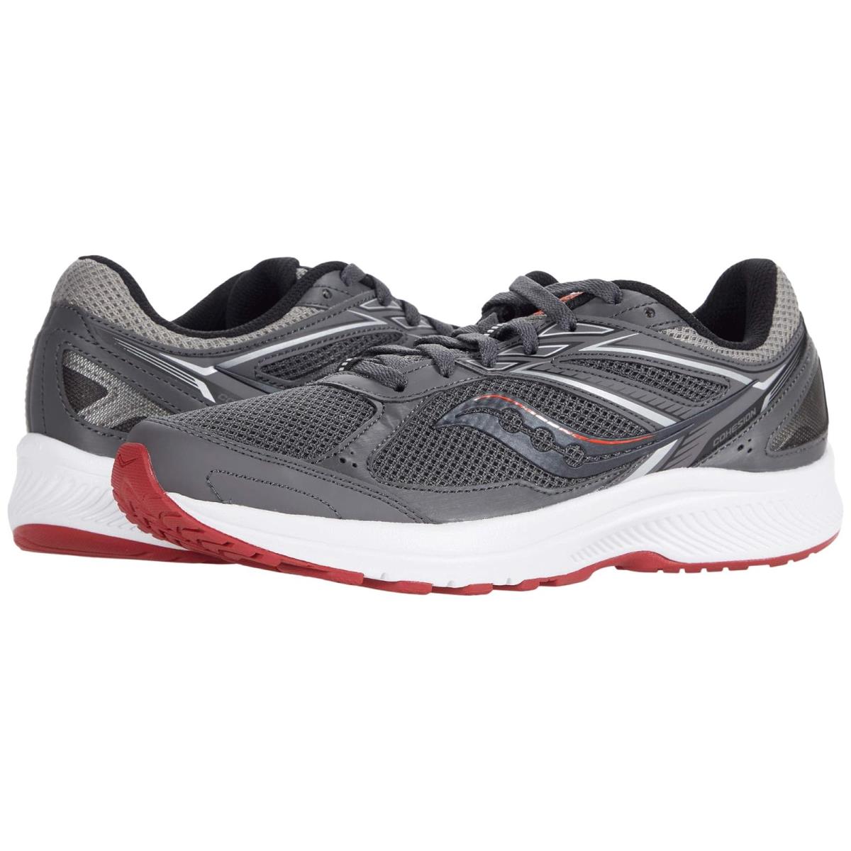 Man`s Sneakers Athletic Shoes Saucony Cohesion 14 Charcoal/Red