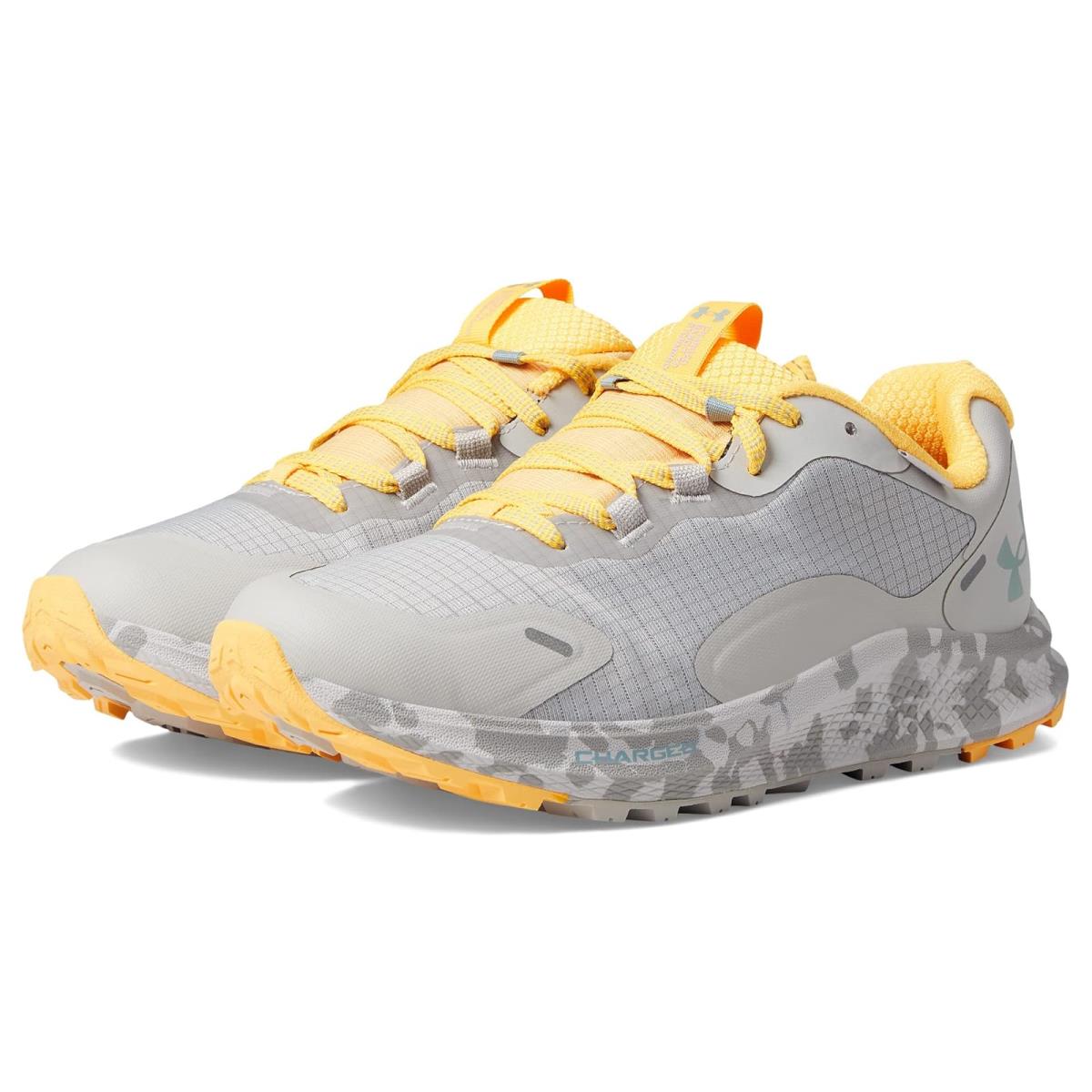 Woman`s Sneakers Athletic Shoes Under Armour Charged Bandit 2 Trail Ghost Gray/Orange Ice/Opal Green