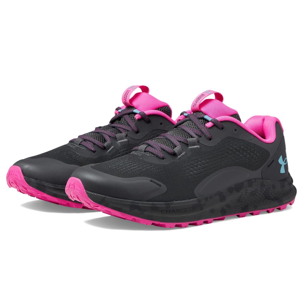 Woman`s Sneakers Athletic Shoes Under Armour Charged Bandit 2 Trail Jet Gray/Still Water/Retro Pink