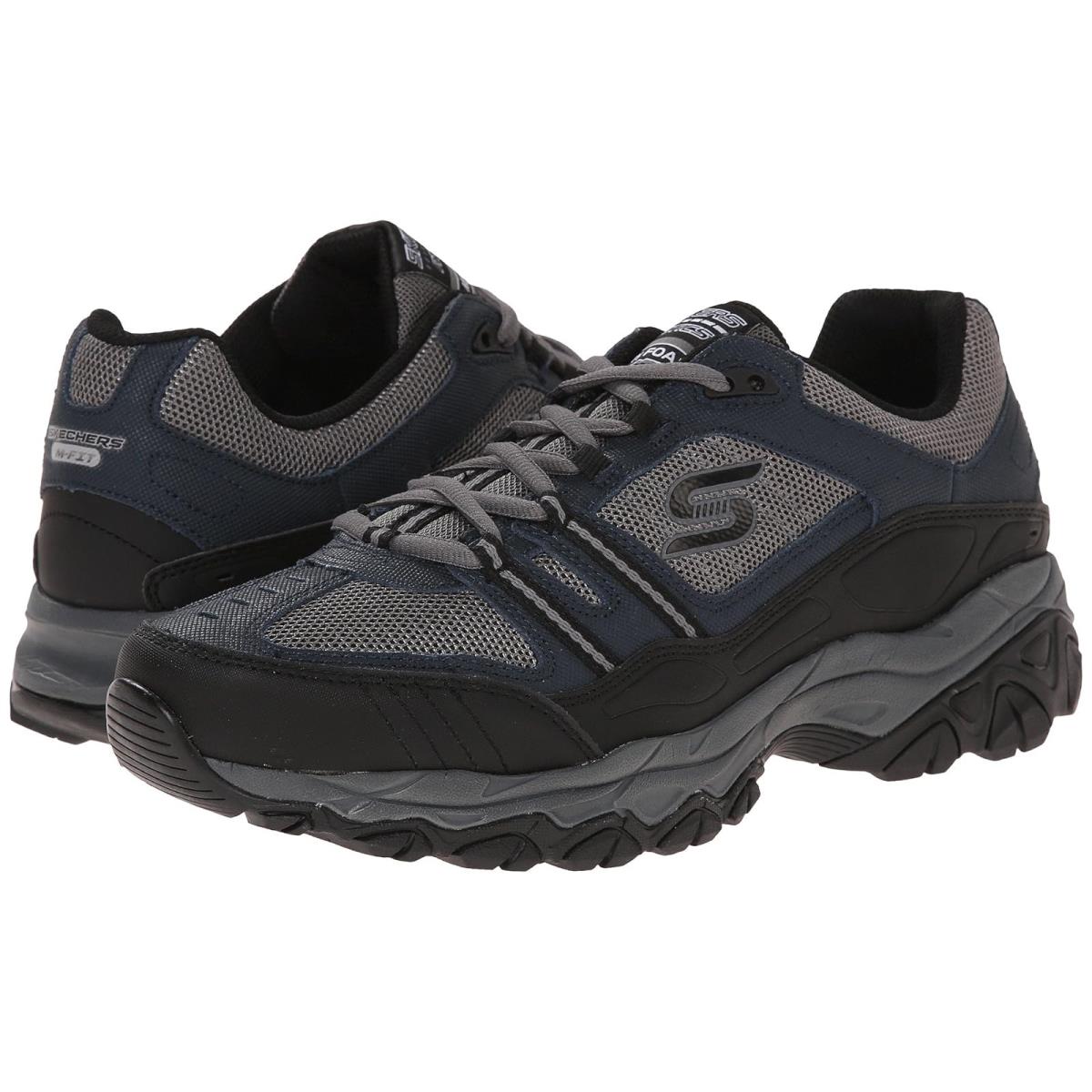 Man`s Sneakers Athletic Shoes Skechers Afterburn M. Fit Strike Off Navy/Gray