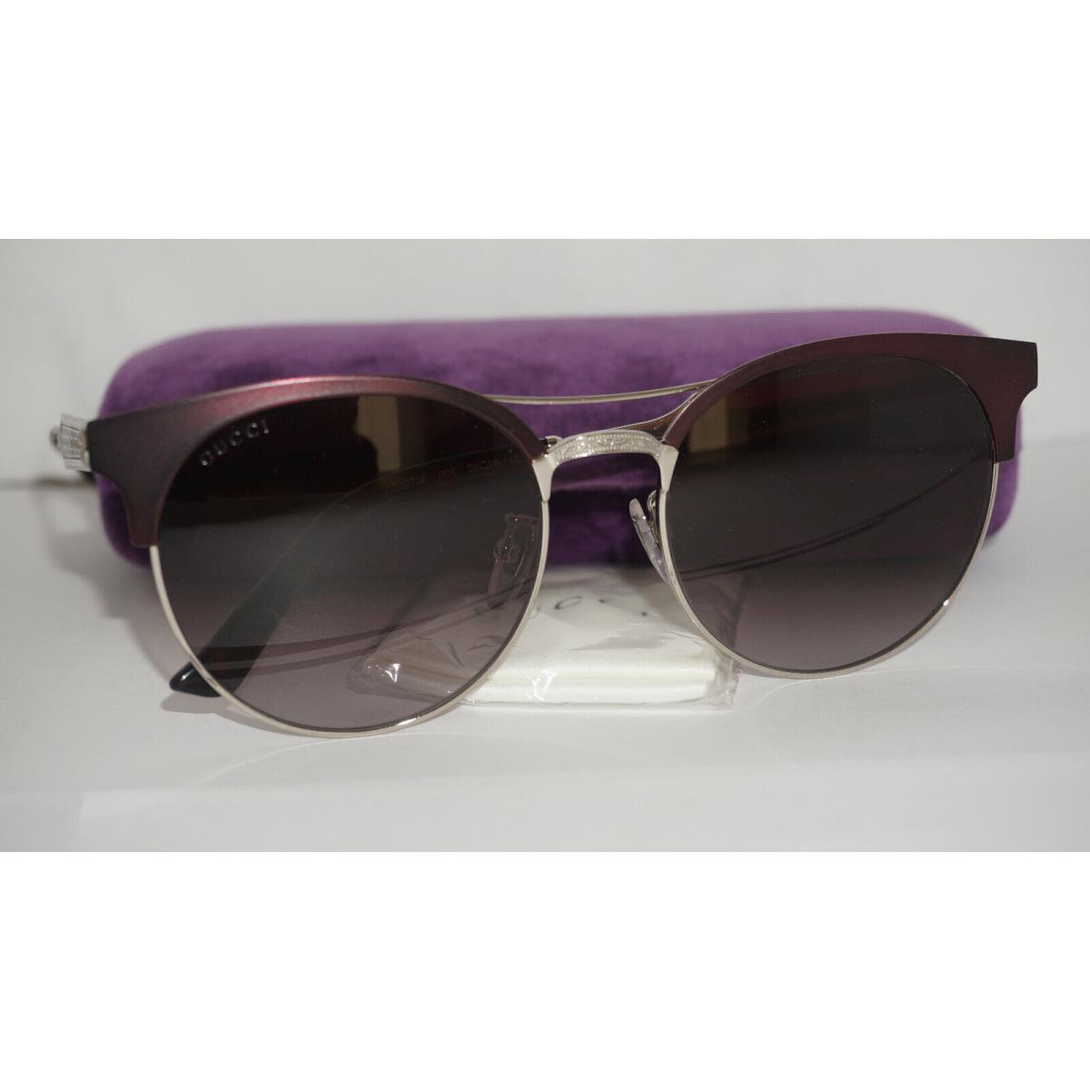 Gucci Sunglasses Burgundy Palladium Grey Gradient GG0075S 004 56 18 145