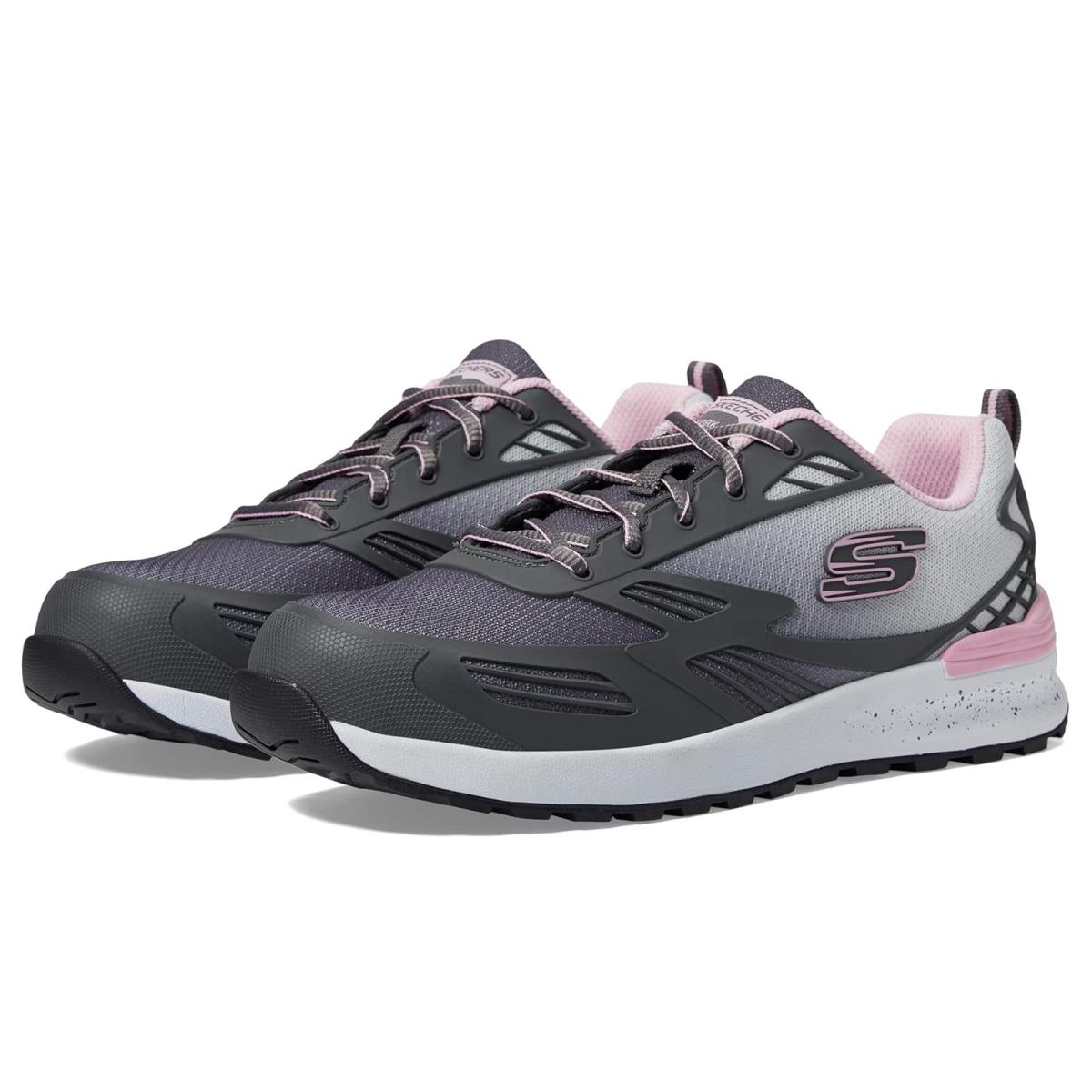 Woman`s Sneakers Athletic Shoes Skechers Work Bulklin - Kaytin Comp Toe - Charcoal/Pink