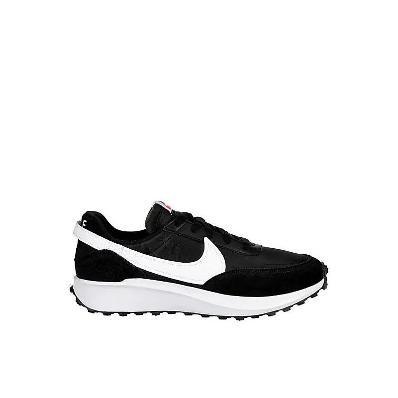 Nike Waffle Debut Retro Men`s Suede Athletic Running Gym Low Top Shoes Sneaker - Black/White Logo