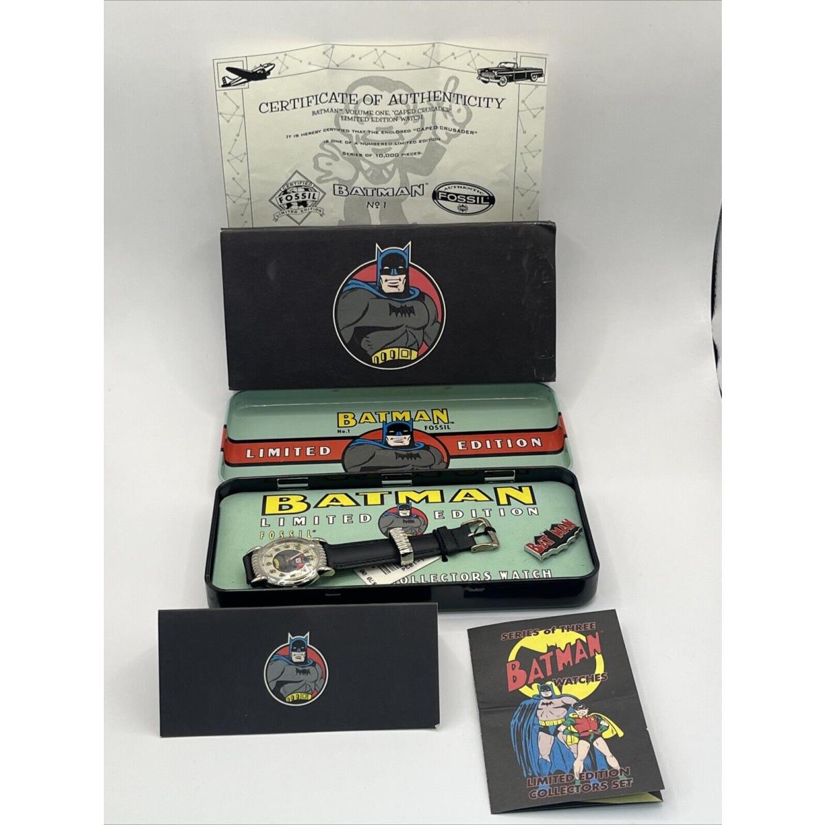 Batman 1 Fossil Limited Edition 1994 Watch Leather w/ Tin Pin Papers