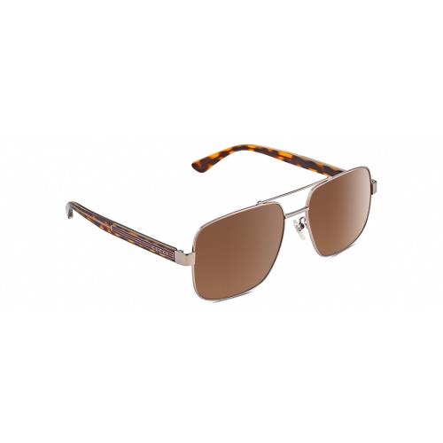 Gucci GG0529S Unisex Pilot Sunglasses in Ruthenium Tortoise Havana/brown 60 mm - Frame: Brown, Lens: Brown