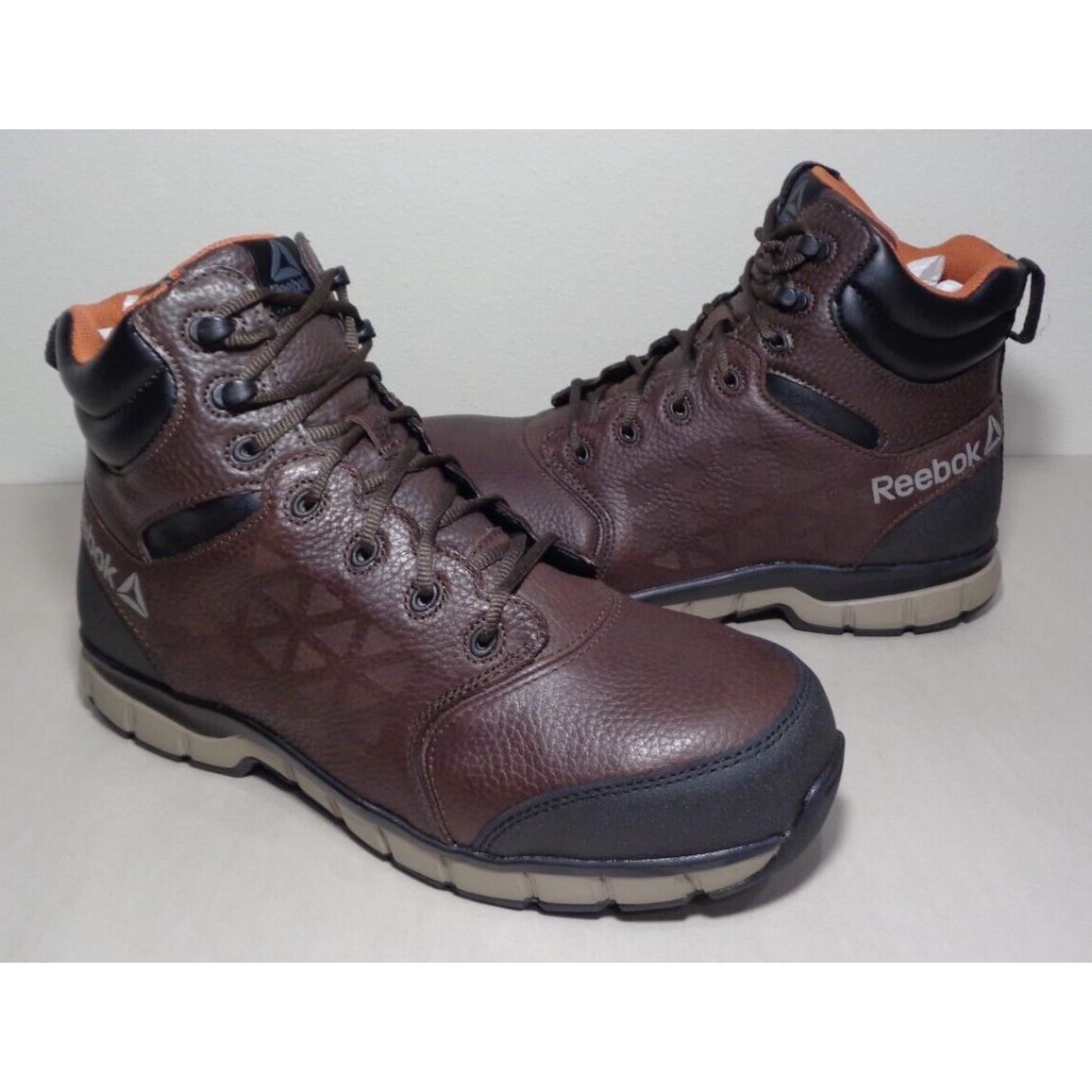 Reebok Size 11.5 M Sublite Cushion Brown Boots Men`s Safety Toe Work Shoes