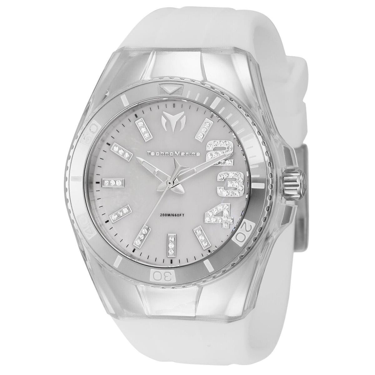 Technomarine TM-121248 Cruise Monogram 42mm Silver with Stones Arrival - Dial: White, Band: White