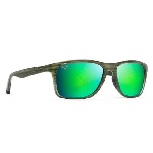 Maui Jim Onshore GM798-15C Olive Stripe Fade / Mauigreen - Olive Stripe Fade/Green Mirror Polarized, Frame: Green, Lens: Green