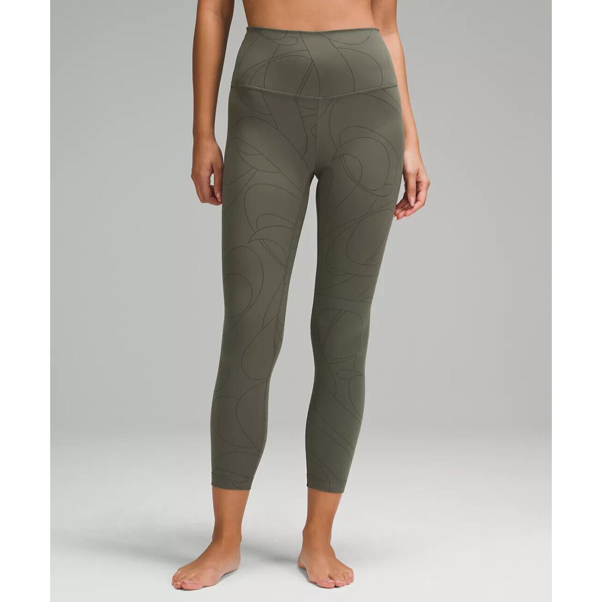 Lululemon Align Nulu High Rise Pant with 25 Inseam Retail Scripted Yogo Army Green/Dark Olive