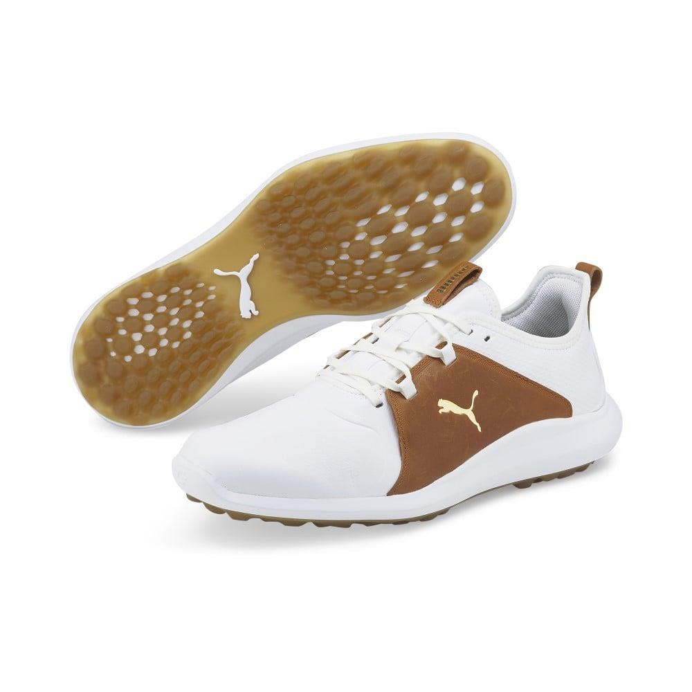 Puma Ignite Fasten8 Crafted Golf Shoes Premium Leather Upper PUMA White/Gold/Leather Brown