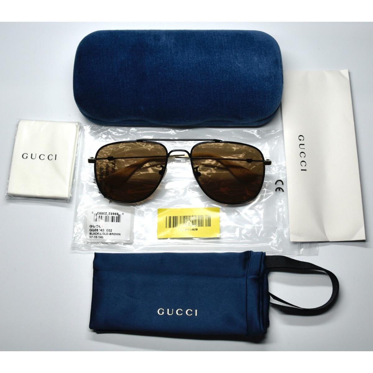 Gucci sunglasses  - Black Frame, Brown Lens, Black/Gold Brown Manufacturer