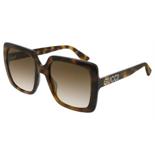 Gucci Brown Shaded Square Ladies Sunglasses