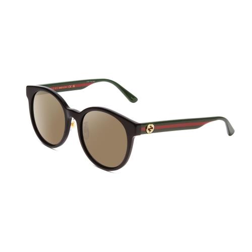 Gucci GG0416SK Ladies Round Polarized Sunglasses Black Red Green 55 mm 4 Options Amber Brown Polar