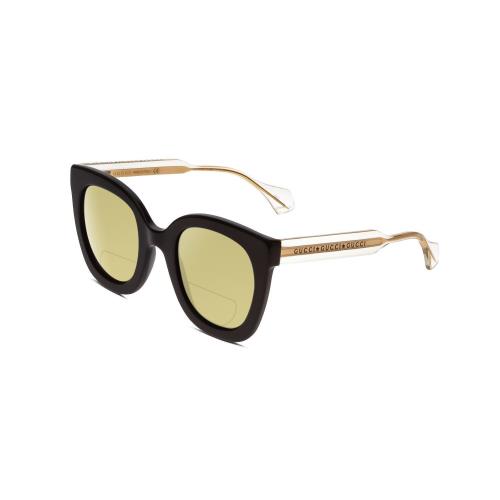 Gucci GG0564S Women Cateye Polarized Bi-focal Sunglasses Black Crystal Gold 51mm Yellow