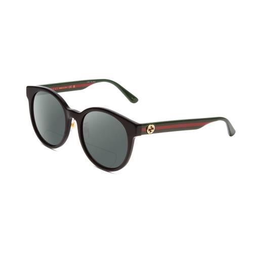 Gucci GG0416SK Women Round Polarized Bi-focal Sunglasses in Black Red Green 55mm Grey