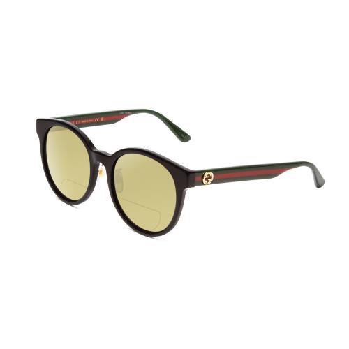 Gucci GG0416SK Women Round Polarized Bi-focal Sunglasses in Black Red Green 55mm Yellow