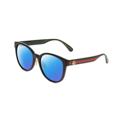 Gucci GG0854SK Ladies Cateye Polarized Bi-focal Sunglasses Black Red Green 56 mm Blue Mirror