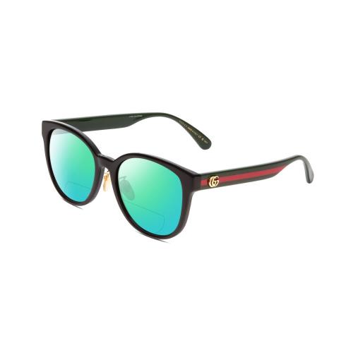 Gucci GG0854SK Ladies Cateye Polarized Bi-focal Sunglasses Black Red Green 56 mm Green Mirror