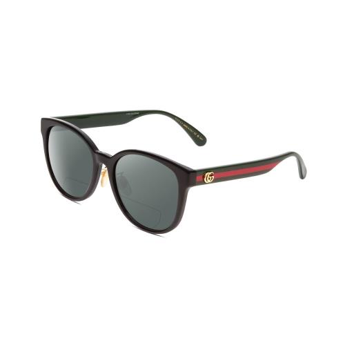 Gucci GG0854SK Ladies Cateye Polarized Bi-focal Sunglasses Black Red Green 56 mm Grey