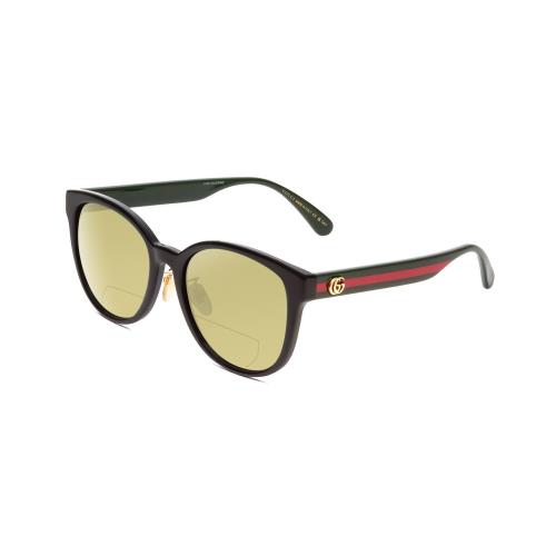 Gucci GG0854SK Ladies Cateye Polarized Bi-focal Sunglasses Black Red Green 56 mm Yellow