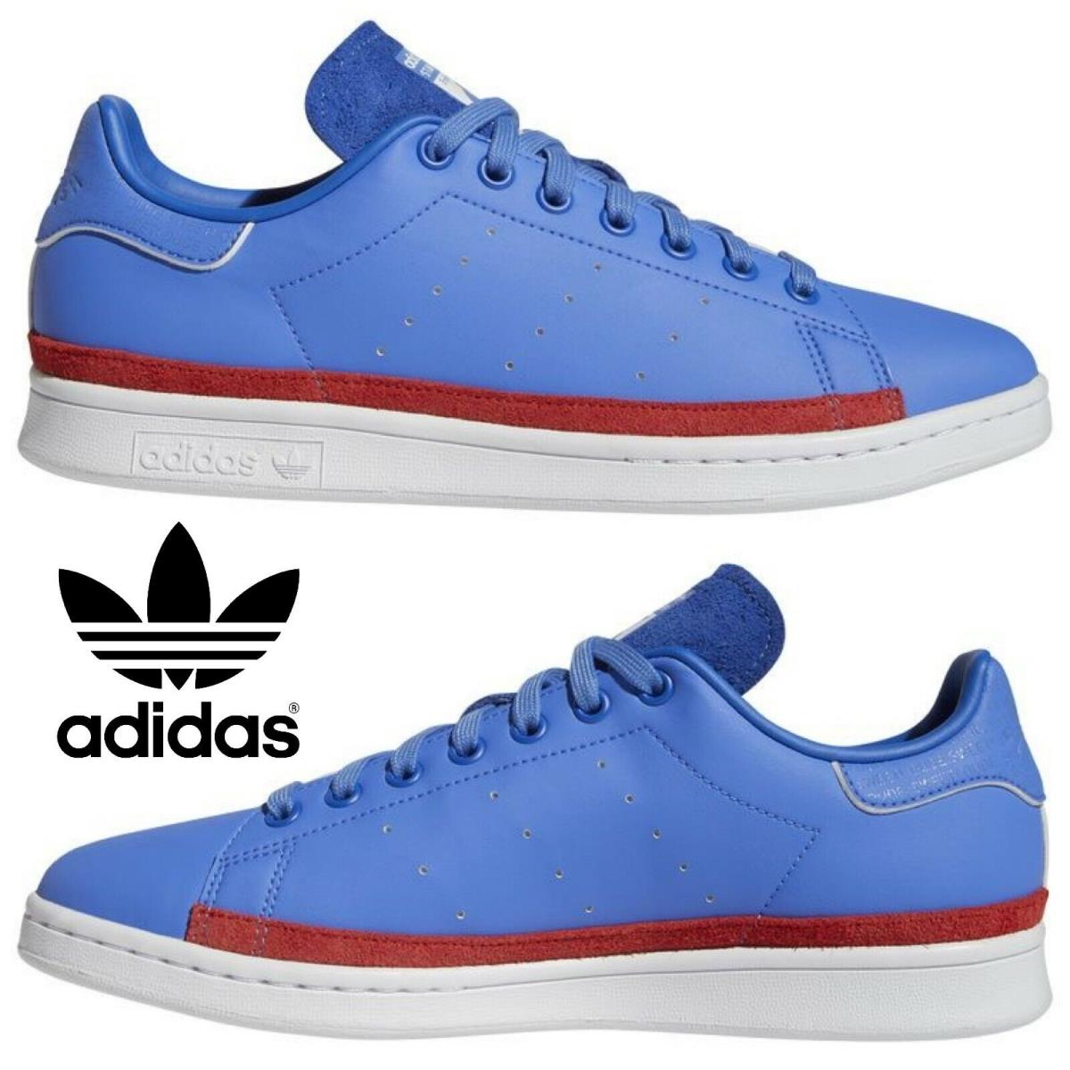Adidas Originals Stan Smith Men`s Sneakers Comfort Sport Casual Shoes Blue Red