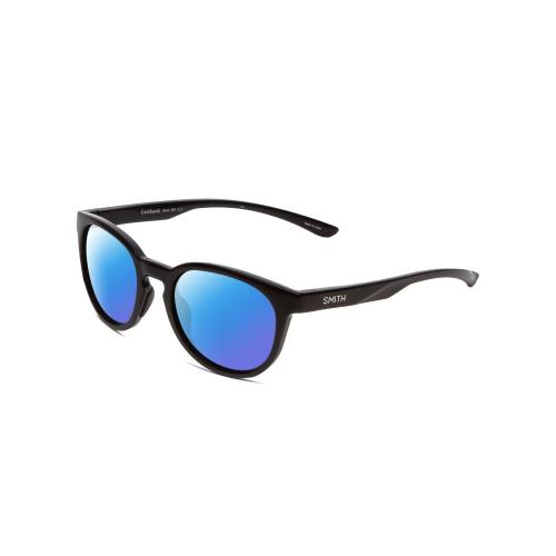 Smith Optics Eastbank Unisex Round Designer Polarized Sunglass Gloss Black 52 mm Blue Mirror Polar