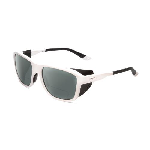 Smith Optics Embark Unisex Designer Polarized Bifocal Sunglasses in White 58 mm Grey